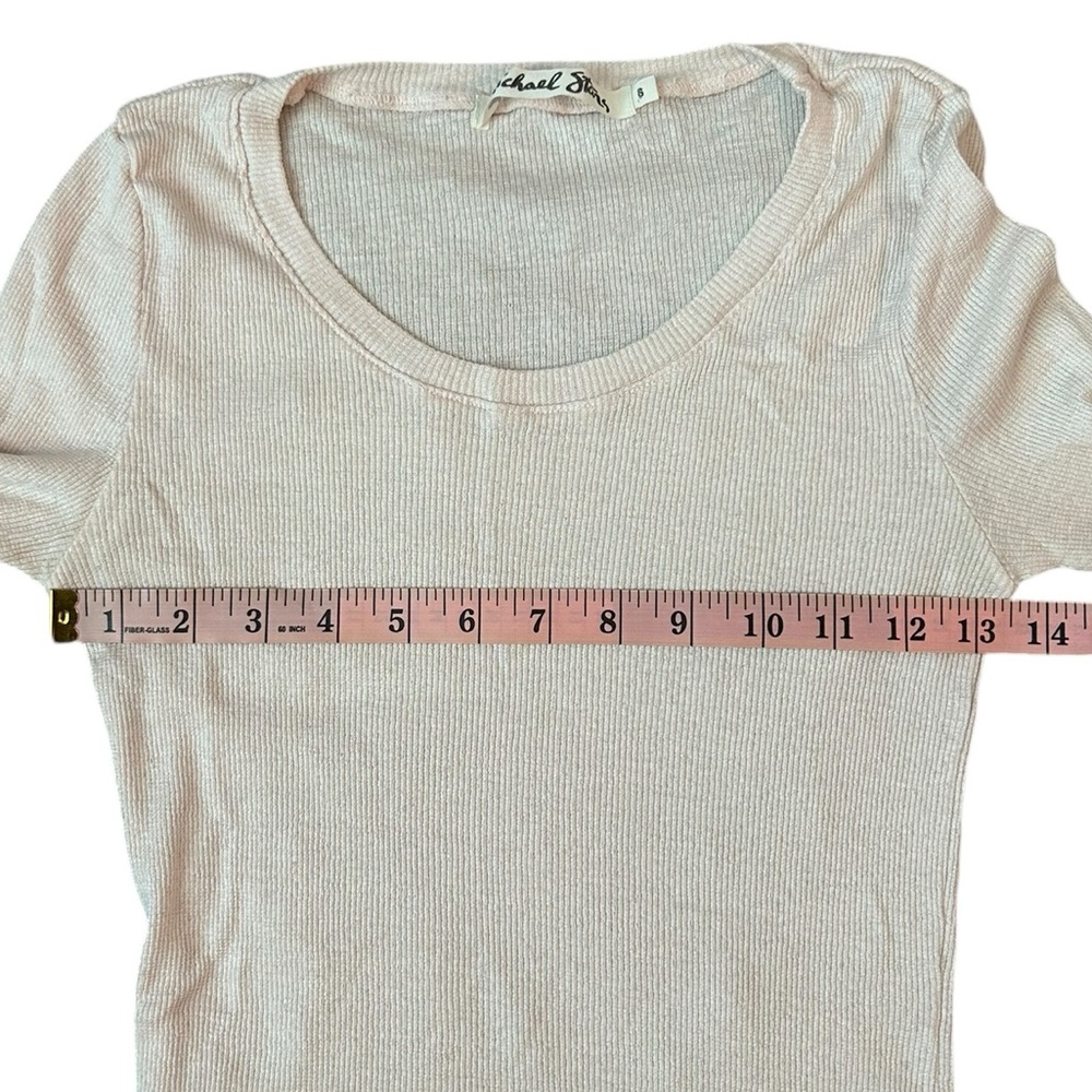Michael Stars Pink Ribbed Shimmer Long Sleeve Top S - Picture 7 of 10